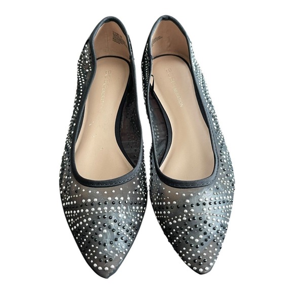 BCBGeneration Womens Black Mesh Rhinestone Pointed Toe Ballet Flats Size 7.5 - Picture 3 of 11